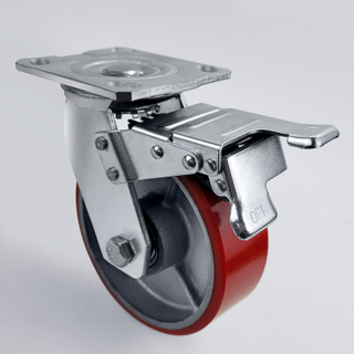 Heavy iron core flat polyurethane caster wheel