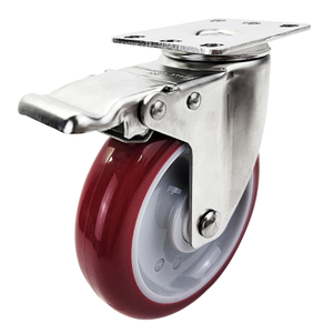 Medium 304 double shaft (Telin) brown red PU caster wheel